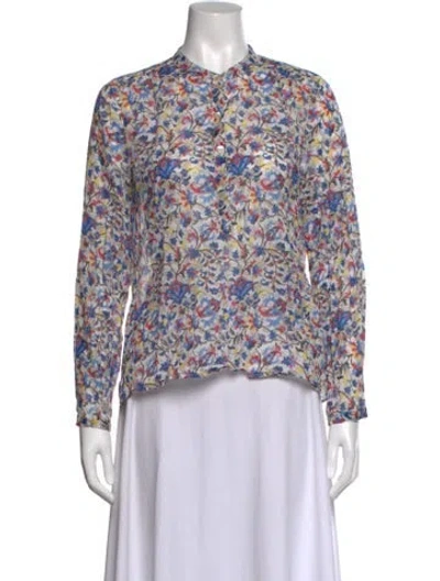 Pre-owned Isabel Marant Étoile Floral Print Long Sleeve Blouse In Blue/grey