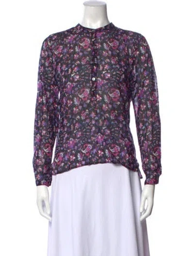 Pre-owned Isabel Marant Étoile Floral Print Long Sleeve Blouse In Grey
