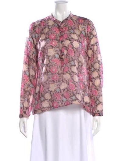 Pre-owned Isabel Marant Étoile Floral Print Long Sleeve Blouse In Pink