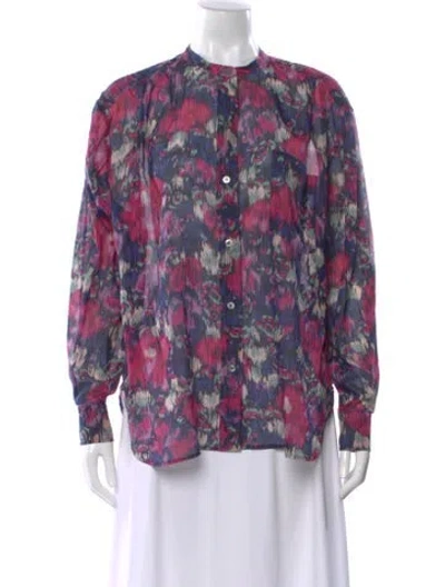Pre-owned Isabel Marant Étoile Floral Print Long Sleeve Blouse In Purple
