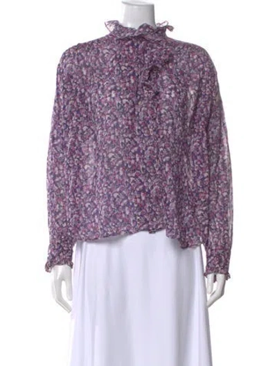Pre-owned Isabel Marant Étoile Floral Print Long Sleeve Blouse In Purple