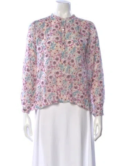 Pre-owned Isabel Marant Étoile Floral Print Long Sleeve Blouse In Purple