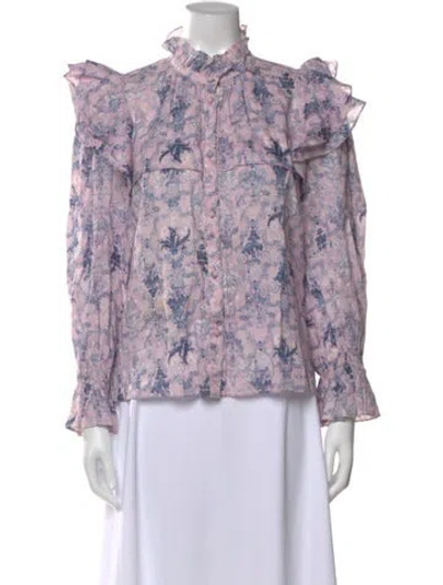 Pre-owned Isabel Marant Étoile Floral Print Long Sleeve Blouse In Purple