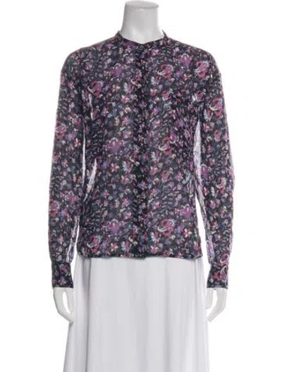 Pre-owned Isabel Marant Étoile Floral Print Long Sleeve Blouse In Purple