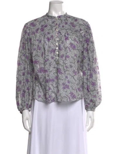 Pre-owned Isabel Marant Étoile Floral Print Long Sleeve Blouse W/ Tags In Gray