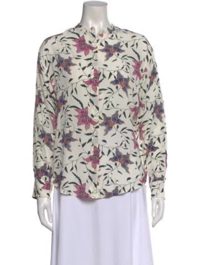 Pre-owned Isabel Marant Étoile Floral Print Long Sleeve Blouse In White