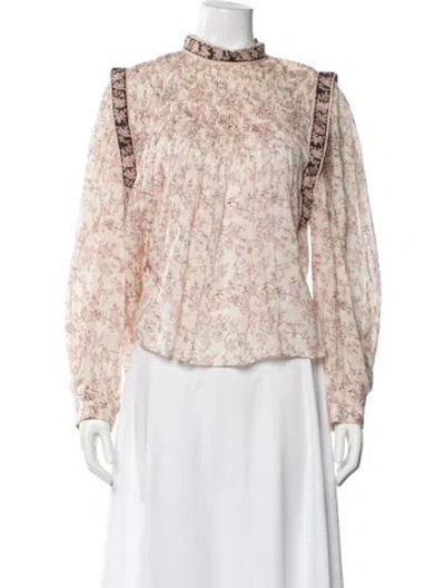 Pre-owned Isabel Marant Étoile Floral Print Long Sleeve Blouse In White