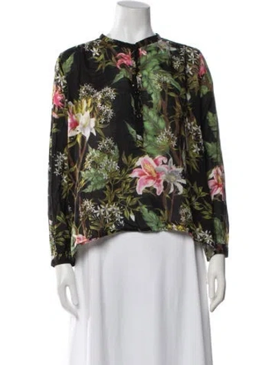 Pre-owned Isabel Marant Étoile Floral Print Long Sleeve Blouse In White