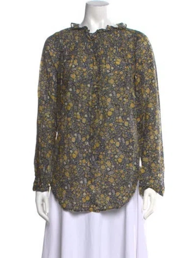 Pre-owned Isabel Marant Étoile Floral Print Long Sleeve Blouse In Yellow