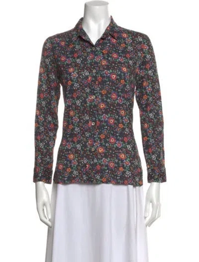 Pre-owned Isabel Marant Étoile Floral Print Long Sleeve Top In Black/orange/red