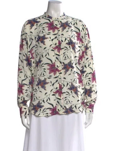 Pre-owned Isabel Marant Étoile Floral Print Long Sleeve Top In White