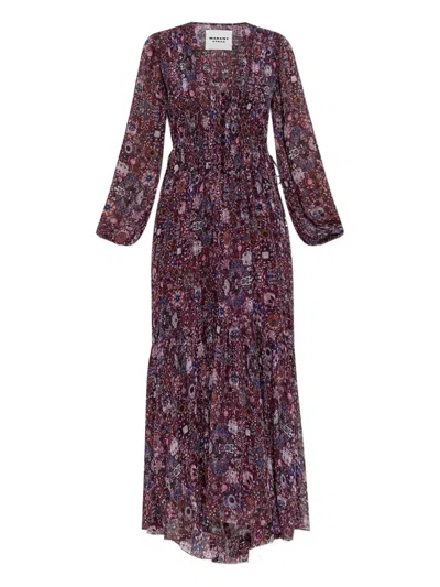 Isabel Marant Étoile Briane Long Printed Crepe Dress Clothing In Brown