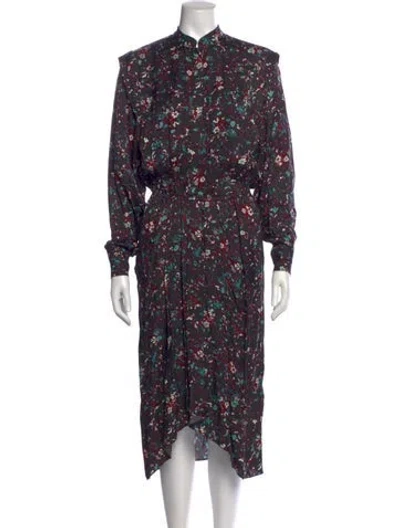 Pre-owned Isabel Marant Étoile Floral Print Midi Length Dress In Black