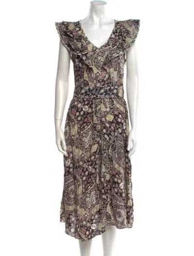 Pre-owned Isabel Marant Étoile Floral Print Midi Length Dress In Black
