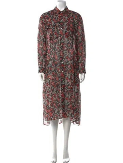 Pre-owned Isabel Marant Étoile Floral Print Midi Length Dress In Black