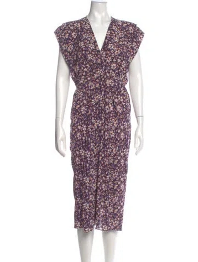 Pre-owned Isabel Marant Étoile Floral Print Midi Length Dress In Purple