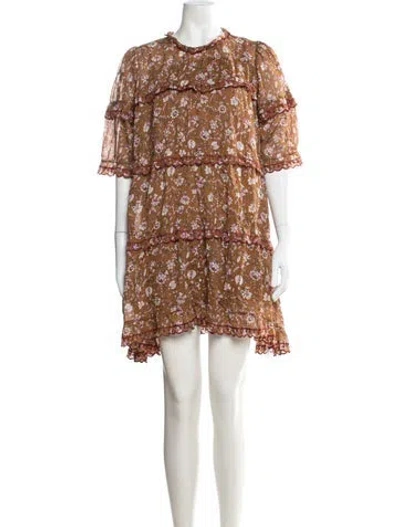 Pre-owned Isabel Marant Étoile Floral Print Mini Dress In Brown