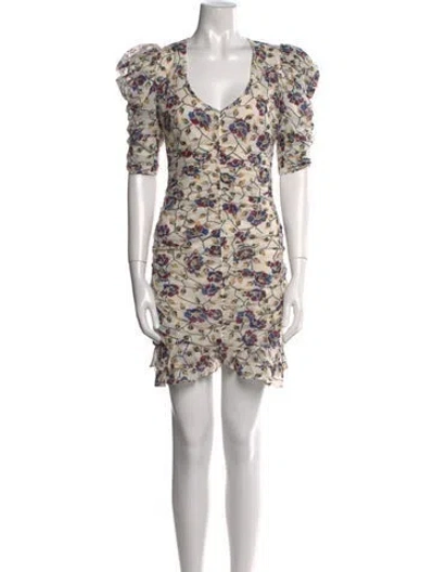 Pre-owned Isabel Marant Étoile Floral Print Mini Dress In White