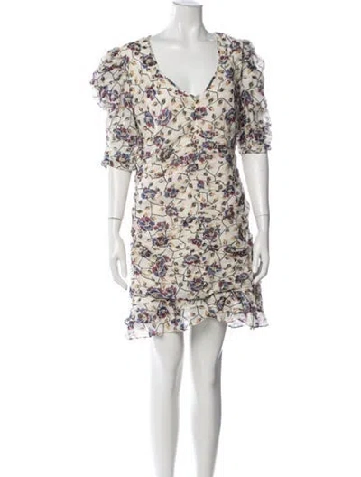 Pre-owned Isabel Marant Étoile Floral Print Mini Dress In White