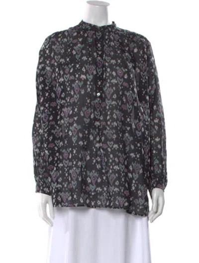 Pre-owned Isabel Marant Étoile Floral Print Mock Neck Blouse In Black