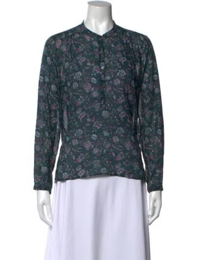 Pre-owned Isabel Marant Étoile Floral Print Mock Neck Blouse In Blue/purple