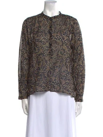 Pre-owned Isabel Marant Étoile Floral Print Mock Neck Blouse In Neutral