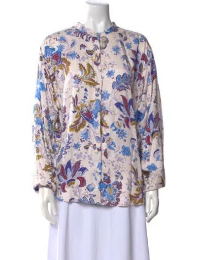 Pre-owned Isabel Marant Étoile Floral Print Mock Neck Blouse In Pink