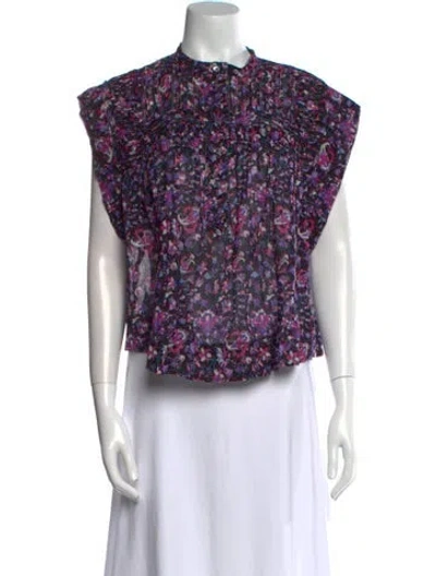 Pre-owned Isabel Marant Étoile Floral Print Mock Neck Blouse In Purple