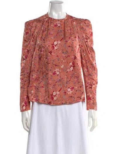 Pre-owned Isabel Marant Étoile Floral Print Mock Neck Blouse In Red