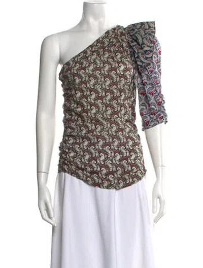 Pre-owned Isabel Marant Étoile Floral Print One-shoulder Blouse In Pink
