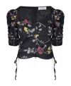 Isabel Marant Étoile Floral-print Puff-sleeve Top In Black