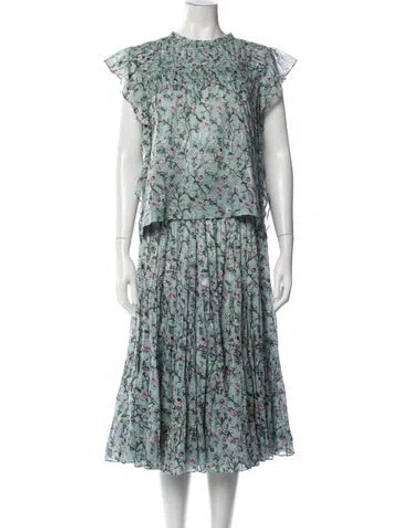 Pre-owned Isabel Marant Étoile Floral Print Ruffle Embellishment Skirt Suit In Blue