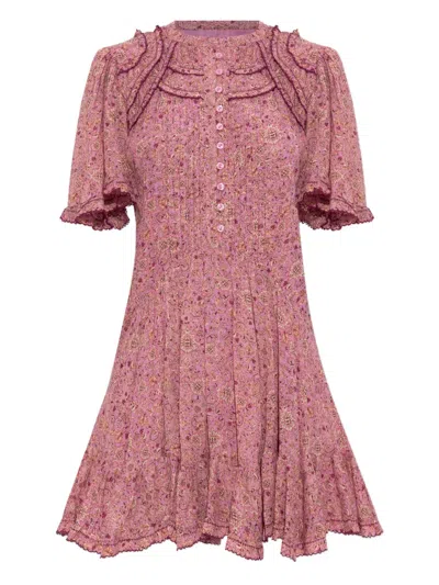 Isabel Marant Étoile Floral-print Ruffled-details Mini Dress In Pink