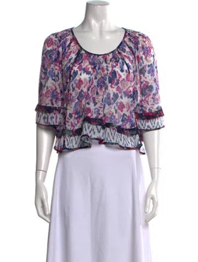 Pre-owned Isabel Marant Étoile Floral Print Scoop Neck Blouse In Purple