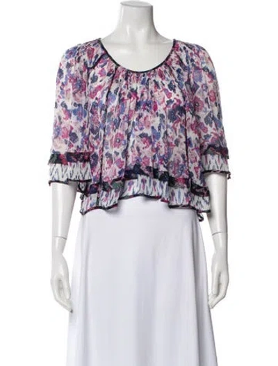 Pre-owned Isabel Marant Étoile Floral Print Scoop Neck Blouse In Red