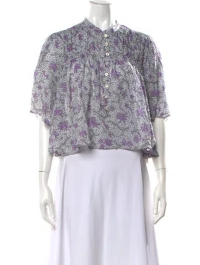 Pre-owned Isabel Marant Étoile Floral Print Short Sleeve Blouse In Multi