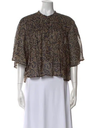 Pre-owned Isabel Marant Étoile Floral Print Short Sleeve Blouse W/ Tags In Black