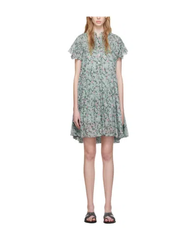 Isabel Marant Étoile Floral-print Short-sleeved Dress In Gray