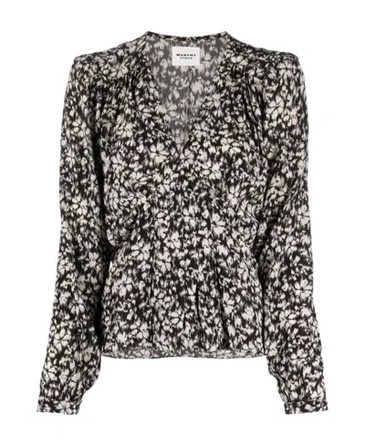 Isabel Marant Étoile Floral-print Silk Blouse In Black