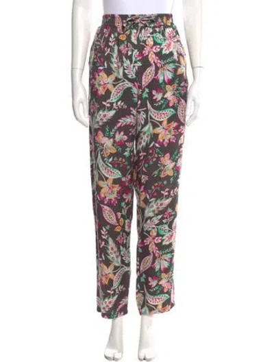 Pre-owned Isabel Marant Étoile Floral Print Straight Leg Pants In Black