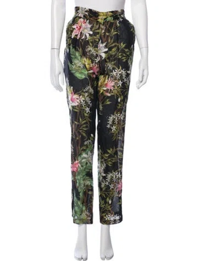 Pre-owned Isabel Marant Étoile Floral Print Straight Leg Pants In Black