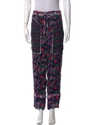 Pre-owned Isabel Marant Étoile Floral Print Straight Leg Pants In Black