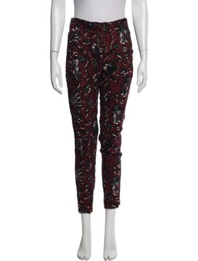Pre-owned Isabel Marant Étoile Floral Print Straight Leg Pants In Burgundy