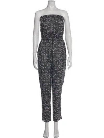 Pre-owned Isabel Marant Étoile Floral Print Strapless Jumpsuit In Black