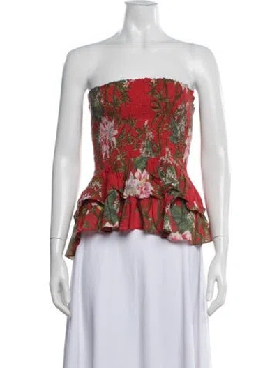 Pre-owned Isabel Marant Étoile Floral Print Strapless Top In Red