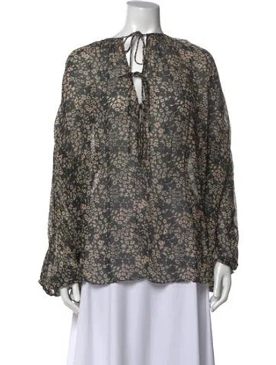 Pre-owned Isabel Marant Étoile Floral Print Tie Neck Blouse In Black
