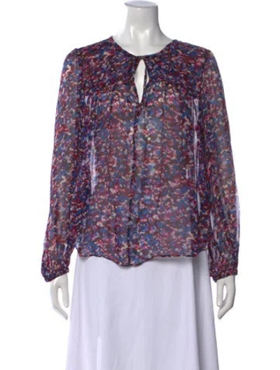 Pre-owned Isabel Marant Étoile Floral Print Tie Neck Blouse In Blue