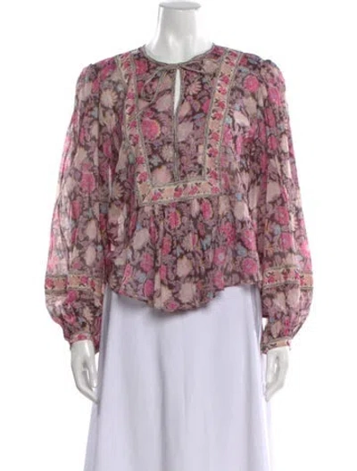 Pre-owned Isabel Marant Étoile Floral Print Tie Neck Blouse In Pink