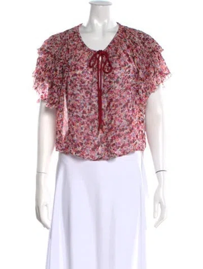 Pre-owned Isabel Marant Étoile Floral Print Tie Neck Blouse In Pink