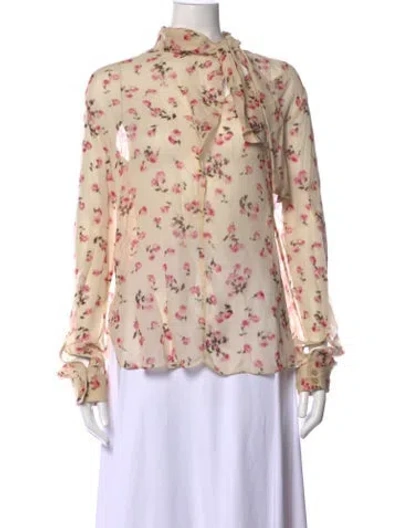 Pre-owned Isabel Marant Étoile Floral Print Tie Neck Blouse W/ Tags In Neutral